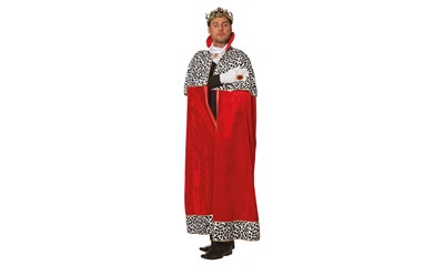 Umhang König, Gr.50 1-teilig, Pannesamt, rot, Knöchellang, Einheitsgrösse