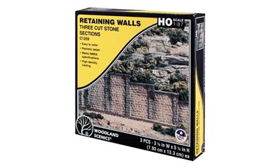 Stützmauer geschnittener Stein - für H0 Spur