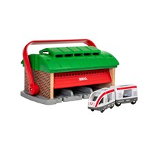 Reisezug mit Lokschuppen - zum Mitnehmen