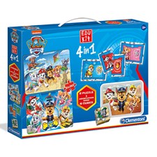 Edu Kit 4 in1 Paw Patrol Memo, Domino, Puzzle, Würfel mehrsprachige Anleitung