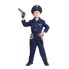 Kostüm Polizei Gr. 140 Jacke, Hose, Mütze, Gurt mit Pistolenhalter, Handschellen