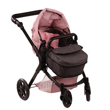Puppenwagen 4 Rad (2in1) mit Knickschieber mit Tragetasche