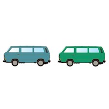 VW T3 2er Set Bus grün+blau (Metallic Serie)