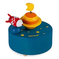 Spieldose Rakete mit Musik aus Holz