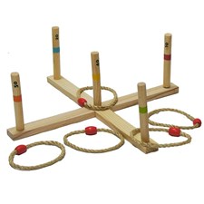 Outdoor Ringwurfspiel aus Holz mit 5 Ringen