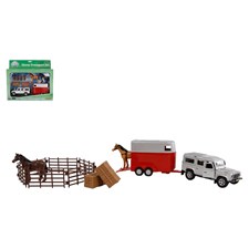 Land Rover mit Pferdeanhänger und Zubehör Die Cast, 26cm