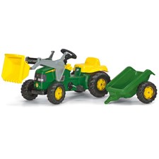 John Deere mit Lader und Anhänger