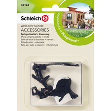 Springreitsattel und Zaumzeug schwarz