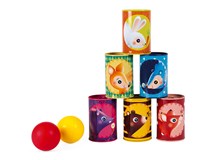 Dosenwerfspiel Waldbewohner 6 Dosen und 2 Bälle