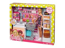 Barbie Supermarkt mit Puppe Regale, Kasse, Einkaufswagen 