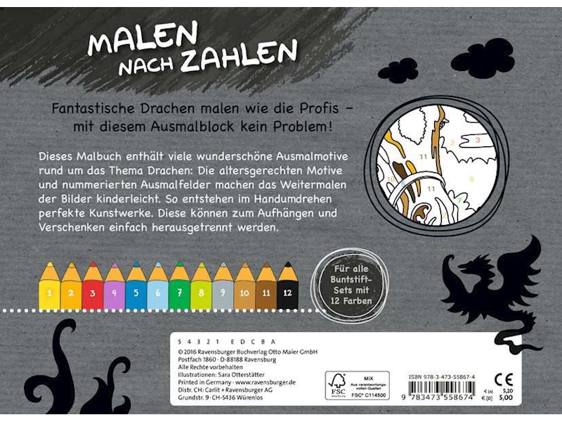 Ravensburger Kreatives Spiel Malen nach Zahlen: Drachen - Spielland.ch
